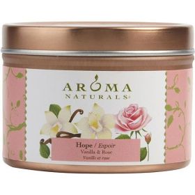 HOPE AROMATHERAPY by Hope Aromatherapy ONE 2.5x1.75 inch TIN SOY AROMATHERAPY CANDLE. COMBINES THE ESSENTIAL OILS OF VANILLA & ROSE. BURNS APPROX