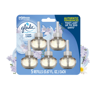 Glade PlugIns Scented Oil, Clean Linen, Infused with Essential Oils, 0.67 oz, 5 Count