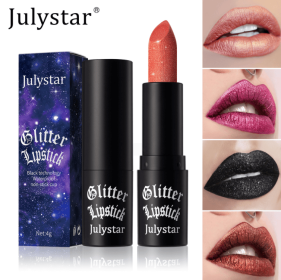 PSJ301-028   12 colors shiny matte lipstick Carved pearlescent glitter lipstick 3pc mixed sales Matte velvet lip lipstick makeup Velvet matte texture