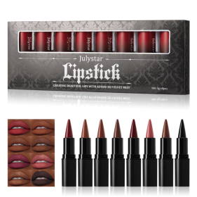 PSJ301-027M  Foggy Lipstick and Lip Liner in One Design 8 Shades of Matte Velvet Lip Color Makeup with a Velvet Matte Finish for 24 Hours Single Unit