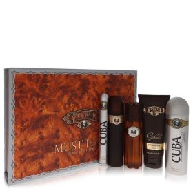 Cuba Gold by Fragluxe Gift Set - 3.3 oz Eau De Toilette Spray + 3.3 oz After Shave Spray + 6.7 oz Body Deodorant Spray + 6.7 oz Shower Gel + 1.17 oz E