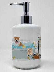 NEW Red and White Pit Bull Terrier Ceramic Soap Dispenser Hand Soap Dispenser Pump Bottles for Bathroom Kitchen