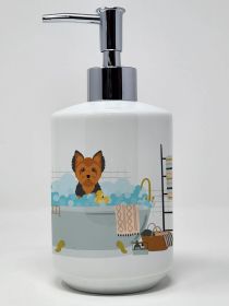 Black and Tan Puppy Cut Yorkshire Terrier Ceramic Soap Dispenser Hand Soap Dispenser Pump Bottles for Bathroom Kitchen