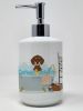 Chocolate and Cream Dachshund Ceramic Soap Dispenser Hand Soap Dispenser Pump Bottles for Bathroom Kitchen, Empty Refillable Liquid Soap Container
