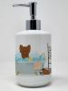 Longhaired Chocolate Chihuahua Ceramic Soap Dispenser Hand Soap Dispenser Pump Bottles for Bathroom Kitchen, Empty Refillable Liquid Soap Container