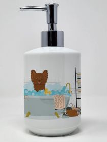 Longhaired Chocolate Chihuahua Ceramic Soap Dispenser Hand Soap Dispenser Pump Bottles for Bathroom Kitchen, Empty Refillable Liquid Soap Container