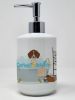 Red Piebald Dachshund Ceramic Soap Dispenser Hand Soap Dispenser Pump Bottles for Bathroom Kitchen, Empty Refillable Liquid Soap Container