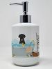 Black Labrador Retriever Ceramic Soap Dispenser Hand Soap Dispenser Pump Bottles for Bathroom Kitchen, Empty Refillable Liquid Soap Container