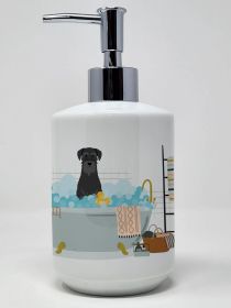 Black Standard Schnauzer in Bathtub Ceramic Soap Dispenser Hand Soap Dispenser Pump Bottles for Bathroom Kitchen