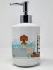 Red Dachshund Ceramic Soap Dispenser Hand Soap Dispenser Pump Bottles for Bathroom Kitchen, Empty Refillable Liquid Soap Container