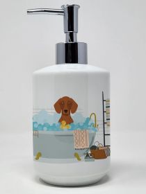 Red Dachshund Ceramic Soap Dispenser Hand Soap Dispenser Pump Bottles for Bathroom Kitchen, Empty Refillable Liquid Soap Container
