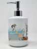 Harlequin Great Dane Ceramic Soap Dispenser Hand Soap Dispenser Pump Bottles for Bathroom Kitchen, Empty Refillable Liquid Soap Container