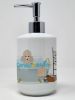 Toy Cream Poodle Ceramic Soap Dispenser Hand Soap Dispenser Pump Bottles for Bathroom Kitchen, Empty Refillable Liquid Soap Container