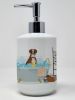 Natural Eared Red Brindle Boxer Ceramic Soap Dispenser Hand Soap Dispenser Pump Bottles for Bathroom Kitchen, Empty Refillable Liquid Soap Container