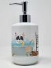 Piebald French Bulldog in Bathtub Ceramic Soap Dispenser Hand Soap Dispenser Pump Bottles for Bathroom Kitchen, Empty Refillable Liquid Soap Container