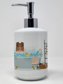 Sable Sheltie Ceramic Soap Dispenser Hand Soap Dispenser Pump Bottles for Bathroom Kitchen, Empty Refillable Liquid Soap Container
