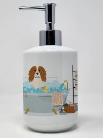 Cavalier Spaniel in Bathtub Ceramic Soap Dispenser Hand Soap Dispenser Pump Bottles for Bathroom Kitchen, Empty Refillable Liquid Soap Container