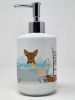 Chocolate and Tan Chihuahua Ceramic Soap Dispenser Hand Soap Dispenser Pump Bottles for Bathroom Kitchen, Empty Refillable Liquid Soap Container
