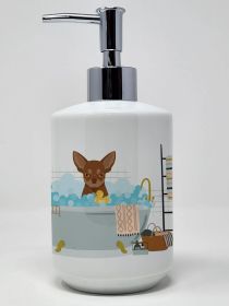 Chocolate and Tan Chihuahua Ceramic Soap Dispenser Hand Soap Dispenser Pump Bottles for Bathroom Kitchen, Empty Refillable Liquid Soap Container