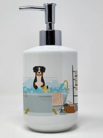 Entlebucher in Bathtub Ceramic Soap Dispenser Hand Soap Dispenser Pump Bottles for Bathroom Kitchen, Empty Refillable Liquid Soap Container