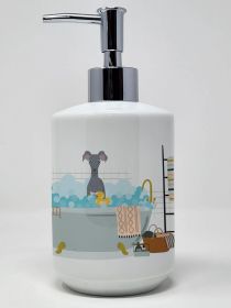 Gray Italian Greyhound Ceramic Soap Dispenser Hand Soap Dispenser Pump Bottles for Bathroom Kitchen, Empty Refillable Liquid Soap Container