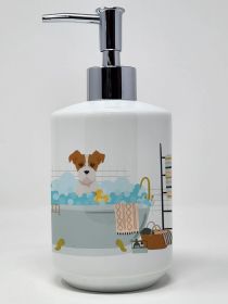 Brown White Wirehair Jack Russell Terrier Ceramic Soap Dispenser Hand Soap Dispenser Pump Bottles for Bathroom Kitchen