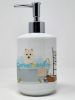 Westie in Bathtub Ceramic Soap Dispenser Hand Soap Dispenser Pump Bottles for Bathroom Kitchen, Empty Refillable Liquid Soap Container