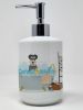 Salt Pepper Natural Ears Schnauzer Ceramic Soap Dispenser Hand Soap Dispenser Pump Bottles for Bathroom Kitchen