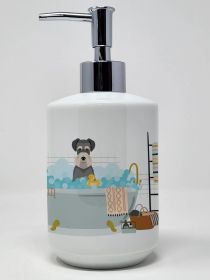 Salt Pepper Natural Ears Schnauzer Ceramic Soap Dispenser Hand Soap Dispenser Pump Bottles for Bathroom Kitchen