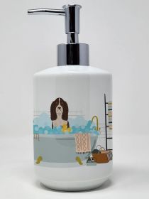 Liver English Springer Spaniel Ceramic Soap Dispenser Hand Soap Dispenser Pump Bottles for Bathroom Kitchen, Empty Refillable Liquid Soap Container