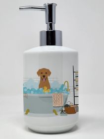 Red Fox Labrador Retriever Ceramic Soap Dispenser Hand Soap Dispenser Pump Bottles for Bathroom Kitchen, Empty Refillable Liquid Soap Container