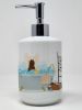 Cream Chinese Crested in Bathtub Ceramic Soap Dispenser Hand Soap Dispenser Pump Bottles for Bathroom Kitchen, Empty Refillable Liquid Soap Container