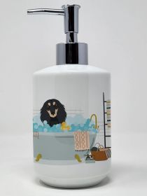 Longhair Black and Cream Dachshund Ceramic Soap Dispenser Hand Soap Dispenser Pump Bottles for Bathroom Kitchen