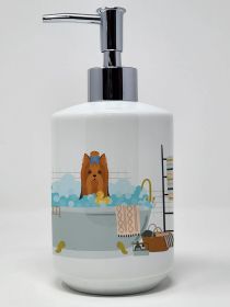 Black and Tan Full Coat Yorkshire Terrier Ceramic Soap Dispenser Hand Soap Dispenser Pump Bottles for Bathroom Kitchen