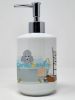 Toy Silver Poodle Ceramic Soap Dispenser Hand Soap Dispenser Pump Bottles for Bathroom Kitchen, Empty Refillable Liquid Soap Container