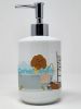 Ruby Cavalier Spaniel Ceramic Soap Dispenser Hand Soap Dispenser Pump Bottles for Bathroom Kitchen, Empty Refillable Liquid Soap Container