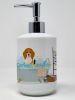 Tricolor Beagle in Bathtub Ceramic Soap Dispenser Hand Soap Dispenser Pump Bottles for Bathroom Kitchen, Empty Refillable Liquid Soap Container