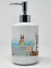 Fawn Boxer Ceramic Soap Dispenser Hand Soap Dispenser Pump Bottles for Bathroom Kitchen, Empty Refillable Liquid Soap Container
