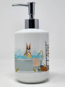 Fawn Boxer Ceramic Soap Dispenser Hand Soap Dispenser Pump Bottles for Bathroom Kitchen, Empty Refillable Liquid Soap Container