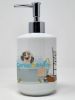 Longhair Cream Dapple Dachshund Ceramic Soap Dispenser Hand Soap Dispenser Pump Bottles for Bathroom Kitchen, Empty Refillable Liquid Soap Container