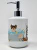 Longhaired Black and Red Chihuahua Ceramic Soap Dispenser Hand Soap Dispenser Pump Bottles for Bathroom Kitchen