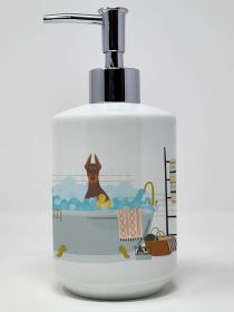 Red and Tan Doberman Pinscher Ceramic Soap Dispenser Hand Soap Dispenser Pump Bottles for Bathroom Kitchen, Empty Refillable Liquid Soap Container