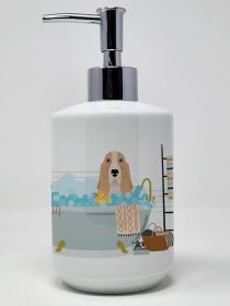 Lemon and White Tricolor Basset Hound Ceramic Soap Dispenser Hand Soap Dispenser Pump Bottles for Bathroom Kitchen