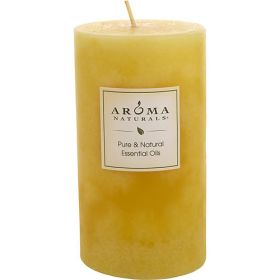 AMBIANCE AROMATHERAPY by Aroma Naturals ONE 2.75 X 5 inch PILLAR AROMATHERAPY CANDLE. COMBINES THE ESSENTIAL OILS OF ORANGE & LEMONGRASS. BURNS APPROX