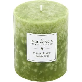 ONE 3x3.5 inch NATURALLY BLENDED PILLAR SOY AROMATHERAPY CANDLE. USES THE ESSENTIAL OILS OF PEPPERMINT & EUCALYPTUS TO CREATE A FRAGRANCE THAT IS STIM