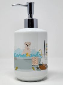 Natural Eared White Boxer Ceramic Soap Dispenser Hand Soap Dispenser Pump Bottles for Bathroom Kitchen, Empty Refillable Liquid Soap Container
