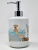 Red Wheaten Terrier Ceramic Soap Dispenser Hand Soap Dispenser Pump Bottles for Bathroom Kitchen, Empty Refillable Liquid Soap Container