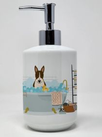 NEW Dark Brindle Bull Terrier in Bathtub Ceramic Soap Dispenser Hand Soap Dispenser Pump Bottles for Bathroom Kitchen