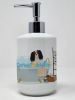 Tricolor Cavalier Spaniel Ceramic Soap Dispenser Hand Soap Dispenser Pump Bottles for Bathroom Kitchen, Empty Refillable Liquid Soap Container