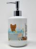Longhaired Red Chihuahua Ceramic Soap Dispenser Hand Soap Dispenser Pump Bottles for Bathroom Kitchen, Empty Refillable Liquid Soap Container
